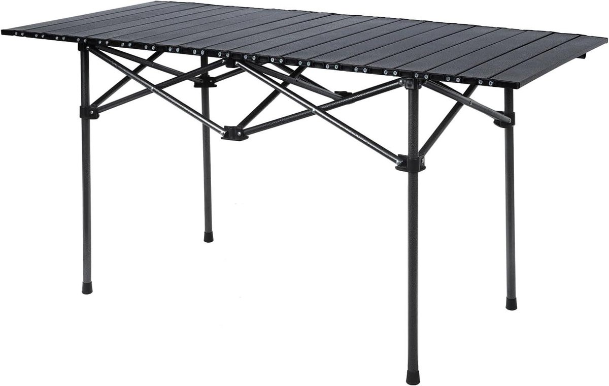 Opvouwbare Tafel - Kampeertafel Tafel - Buiten Eten - Rolblad - 118 x 55 cm - Zwart
