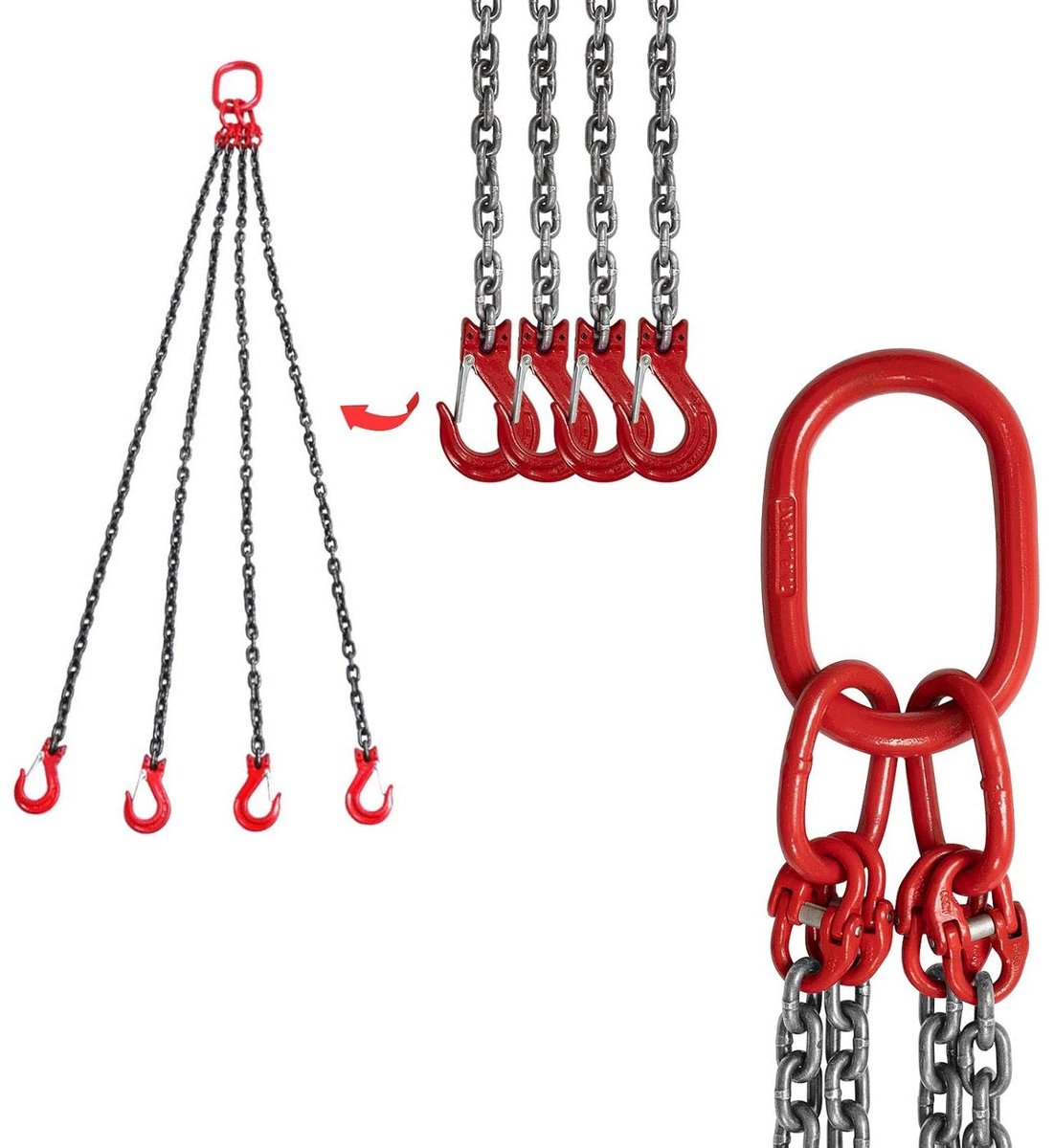 Ketting Hanger 4 Strengen - Aanslagketting Hefketting - Zwaar Materiaal Hefen - T8 Slijtvast G80 Staal