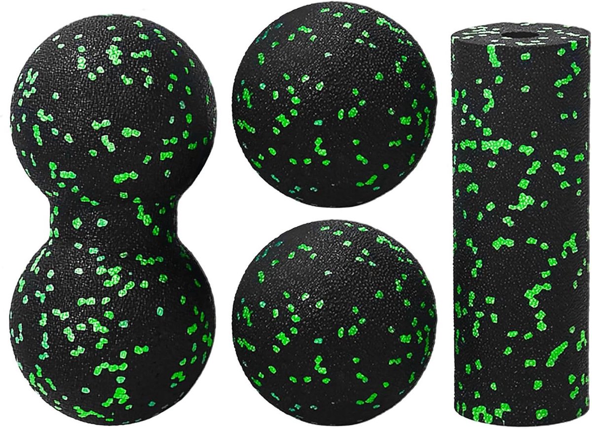 Massagebal Set - Myofasciale Ballen - Spieren Ontspannen - Vier Delig - 8 cm - Groen