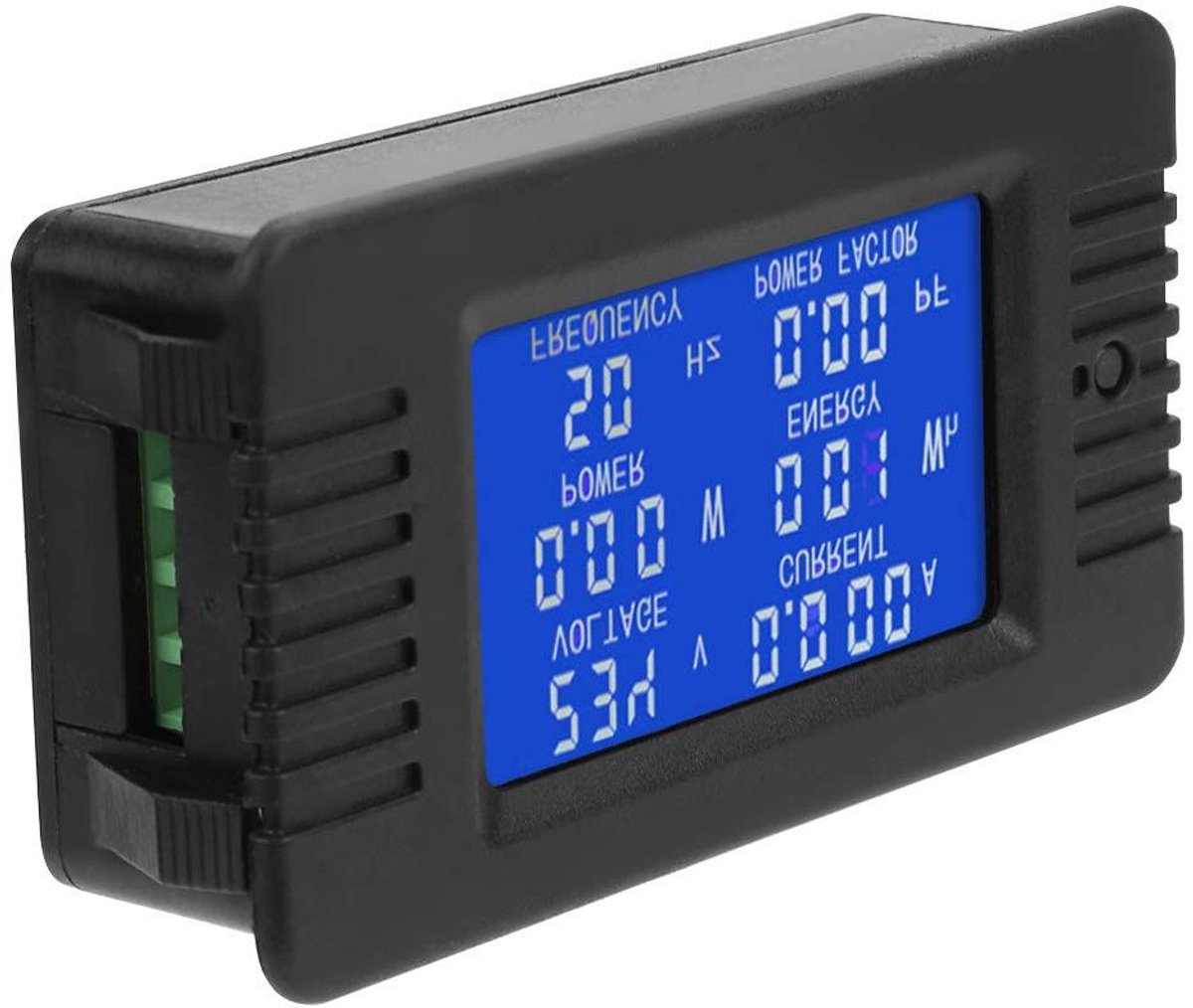 Digitale Energietester - Stroommeter Spanningmeter - Energieverbruik Meten - Zes Parameters Tegelijk - 9 x 5 x 2.5 cm - Zwart