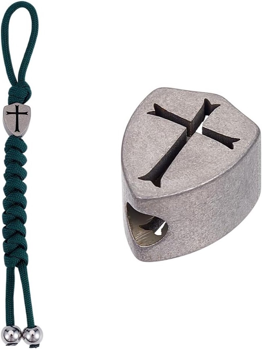 Kruisvormige legering kralen voor lanyard, titanium hangers, parels en spacers voor sleutelhanger en armband in platina kleur