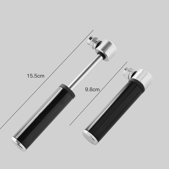 Set van 1 stuk - Mini fietspomp - Draagbare pomp - Mini pomp van aluminiumlegering - Handpomp - Handmatige fietspomp - Pomp met standaard - Geschikt voor racefietsen, mountainbikes en diverse ballen (zwart) — afbeelding 2