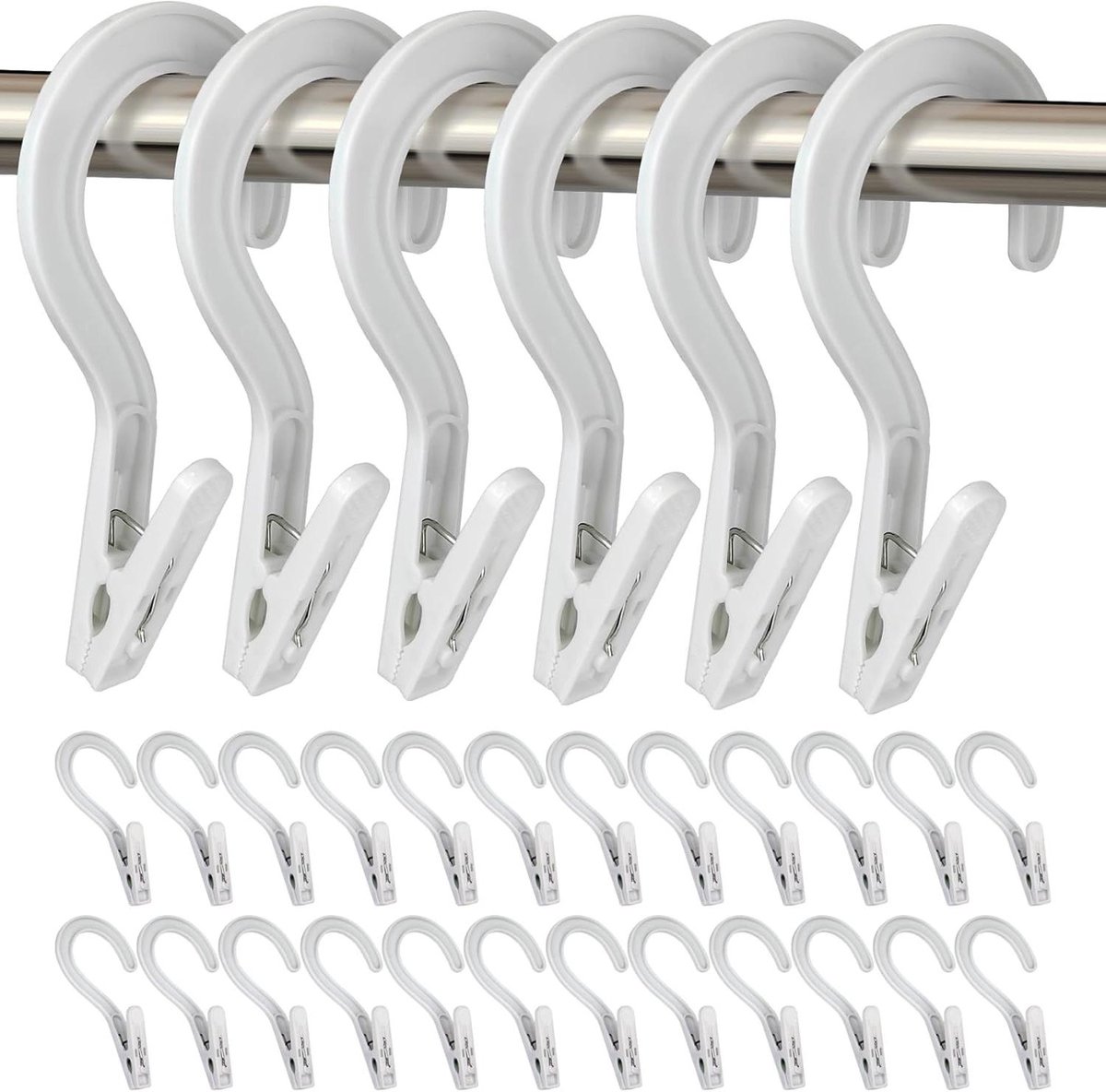 Wasserij Haken - Kleding Clips - Drogen van Kleding - Draagbaar Ontwerp - 24 stuks - Wit