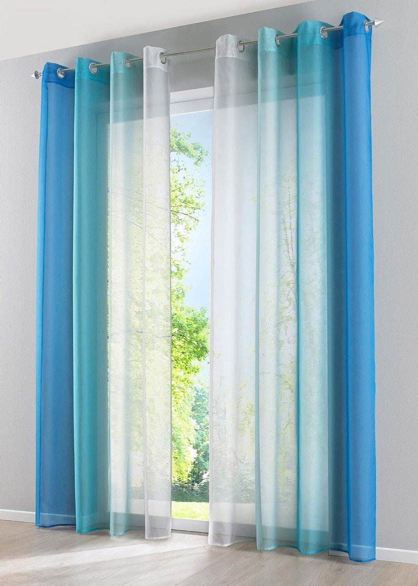 Gordijnen Paneel - Raambekleding Panelen - Vensters Versieren - Dubbel Kleurenverloop - 245 x 140 cm - Blauw