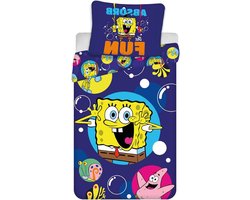 Dekbedovertrekset - Beddengoed set - Kinderkamer decoreren - Officieel SpongeBob design - 135x200 + 80x80 cm - Blauw