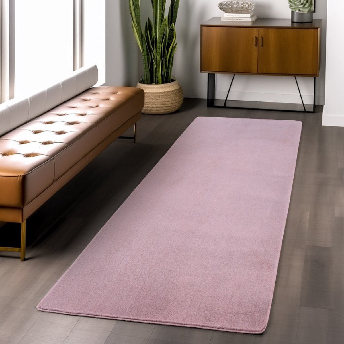 TapisTrend Designer tapijt Roze 60x100 cm Binnenkleed, voor woonkamer en slaapkamer, natuurlijke uitstraling, modern design, geschikt voor dagelijks gebruik