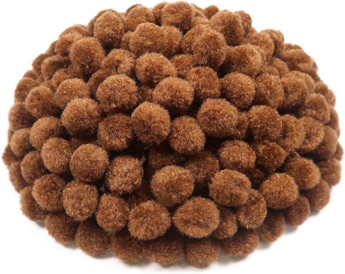 300 Stuks 2 cm Fluffy Pompoms in Lichtbruin voor DIY Knutselprojecten en Decoraties
