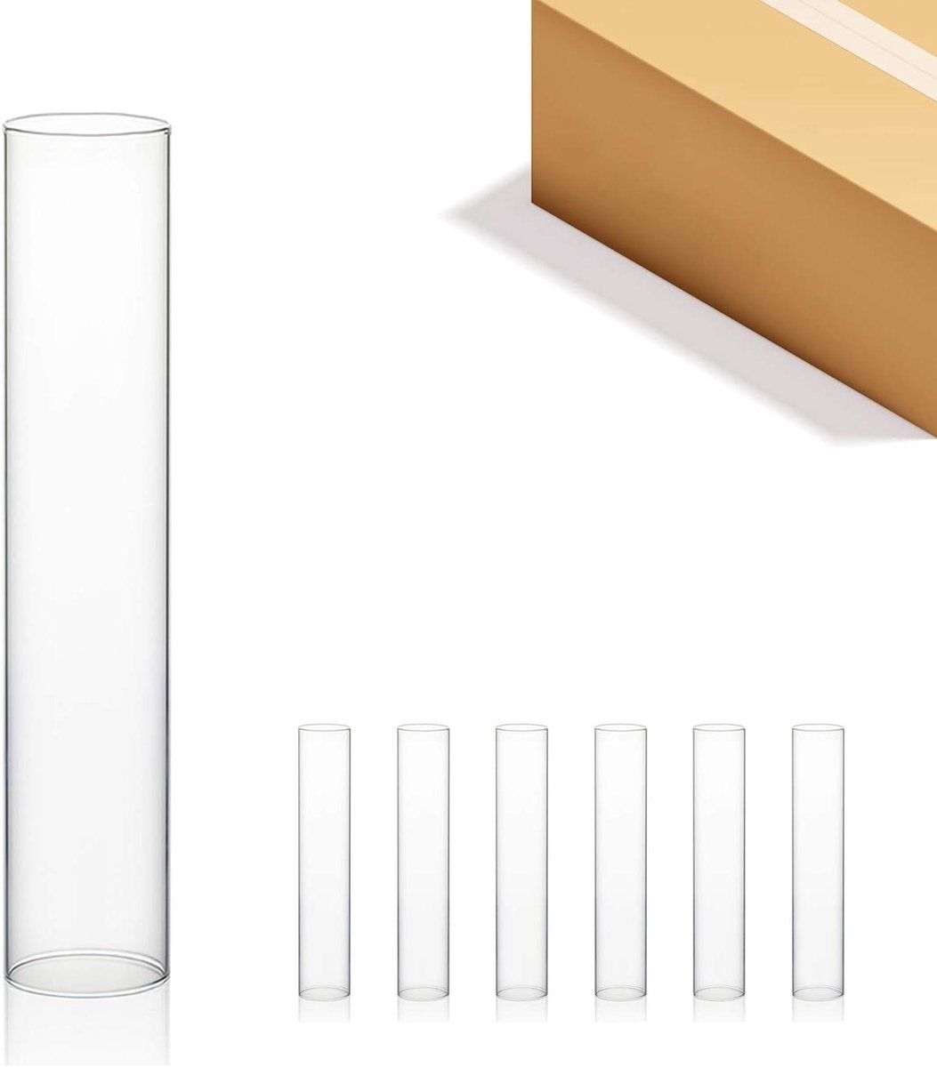 Glazen Kandelaarhouders - Glas Cilinders Schoorsteen - Kaarsen Beschermen - Twee Open Zijden - 6 Stuks 40 cm - Helder