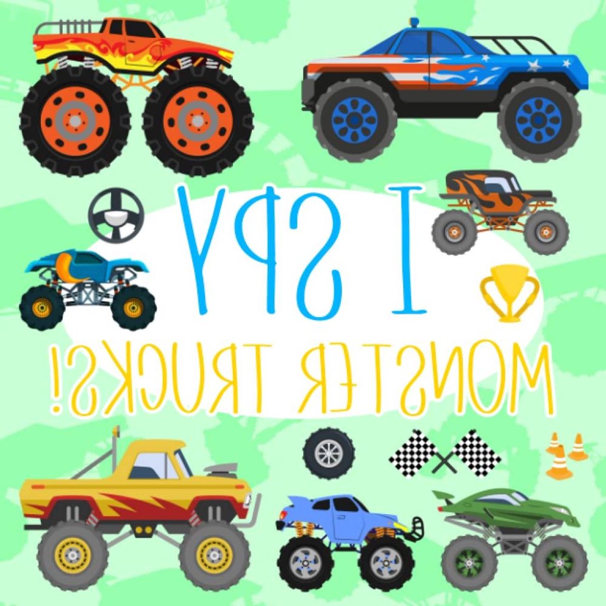Monster Trucks Telboek - Zoek en Tel Boek - Kinderen Leren Tellen - 20 Verschillende Puzzels