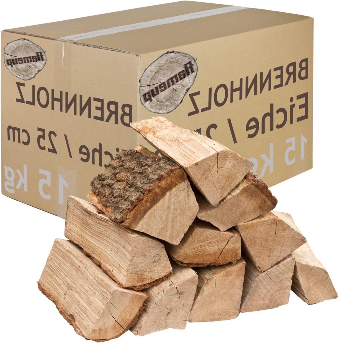 Haardhout Eikenhout - Brandhout Houtblokken - Open Haard Stoken - Kamergedroogd - 15 kg - Bruin