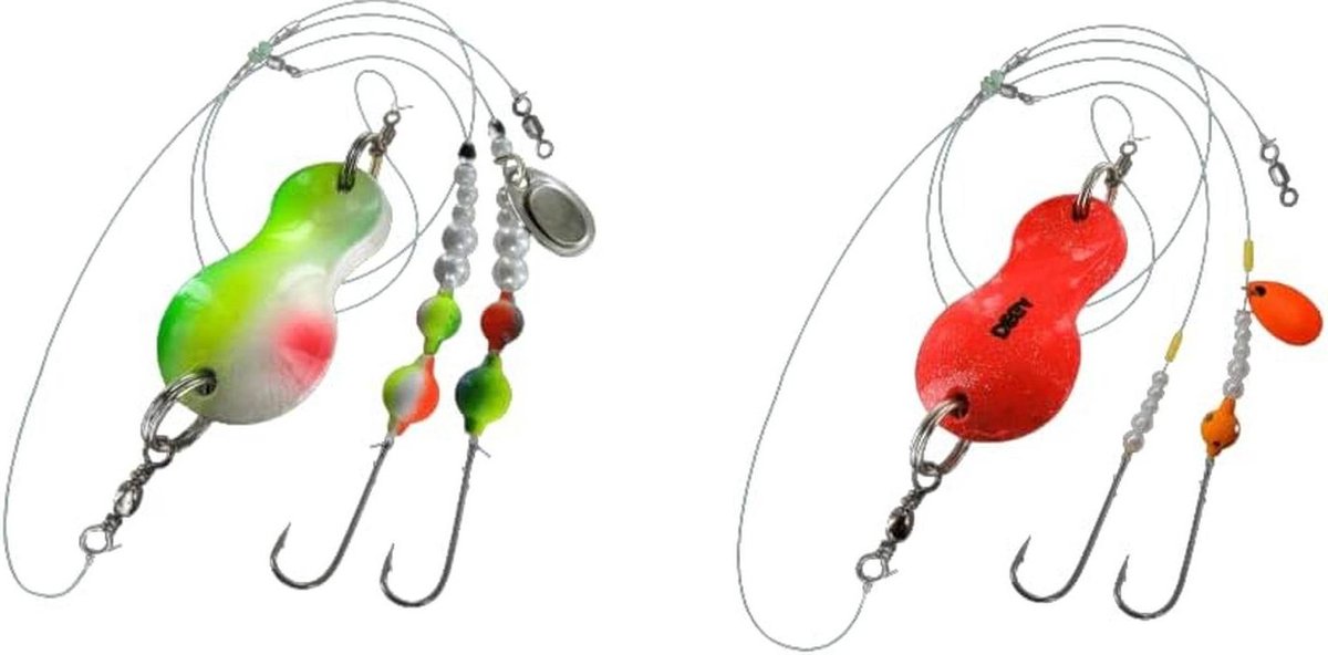 Set Buttlepels - Platvis Lepels - Vissen Laten Zinken - UV-Actief en Lichtgevend - 60 en 80 gram