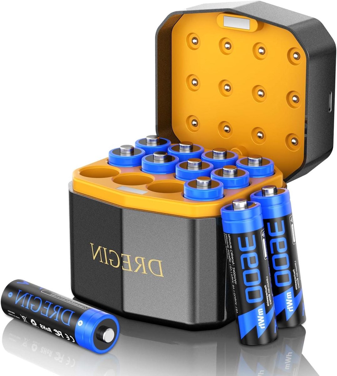 Oplaadbare AA Batterijen - Lithium Batterijen Set - Apparaten Voeden - 2000 Laadcycli - 12 stuks - Blauw
