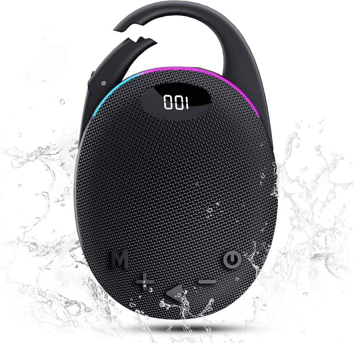 Draagbare Bluetooth Speaker - Draadloze Geluidsbox - Muziek Luisteren Buiten - Geïntegreerde Klem - 66 mm Speaker - Zwart