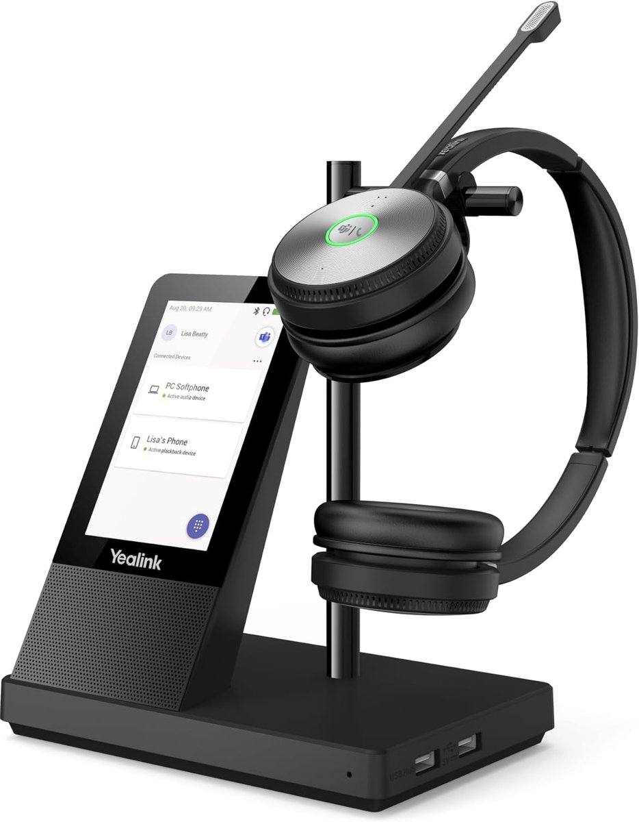 Draadloze Headset - Oortjes DECT - Professionele Gesprekken - Dubbele Microfoon - 160 meter bereik - Schwarz