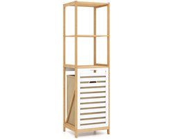 Wasmand Kast - Badkamerkast - Opbergmeubel - Wassorteerder - Kast met Wasmand - Natuurlijk + Wit