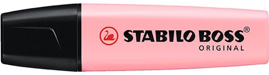 Lichtroze STABILO BOSS ORIGINAL markeerstift met zwarte dop.
