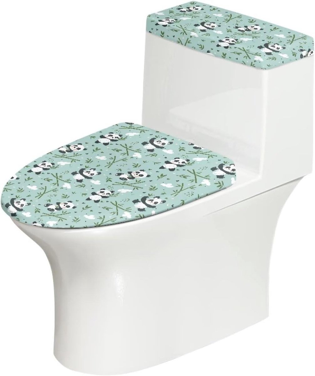 Toilet Deksel Stofkap - Toilet Cover Set - Badkamer Decoratie - Wasbaar Polyester Materiaal - Universele Pasvorm - Panda