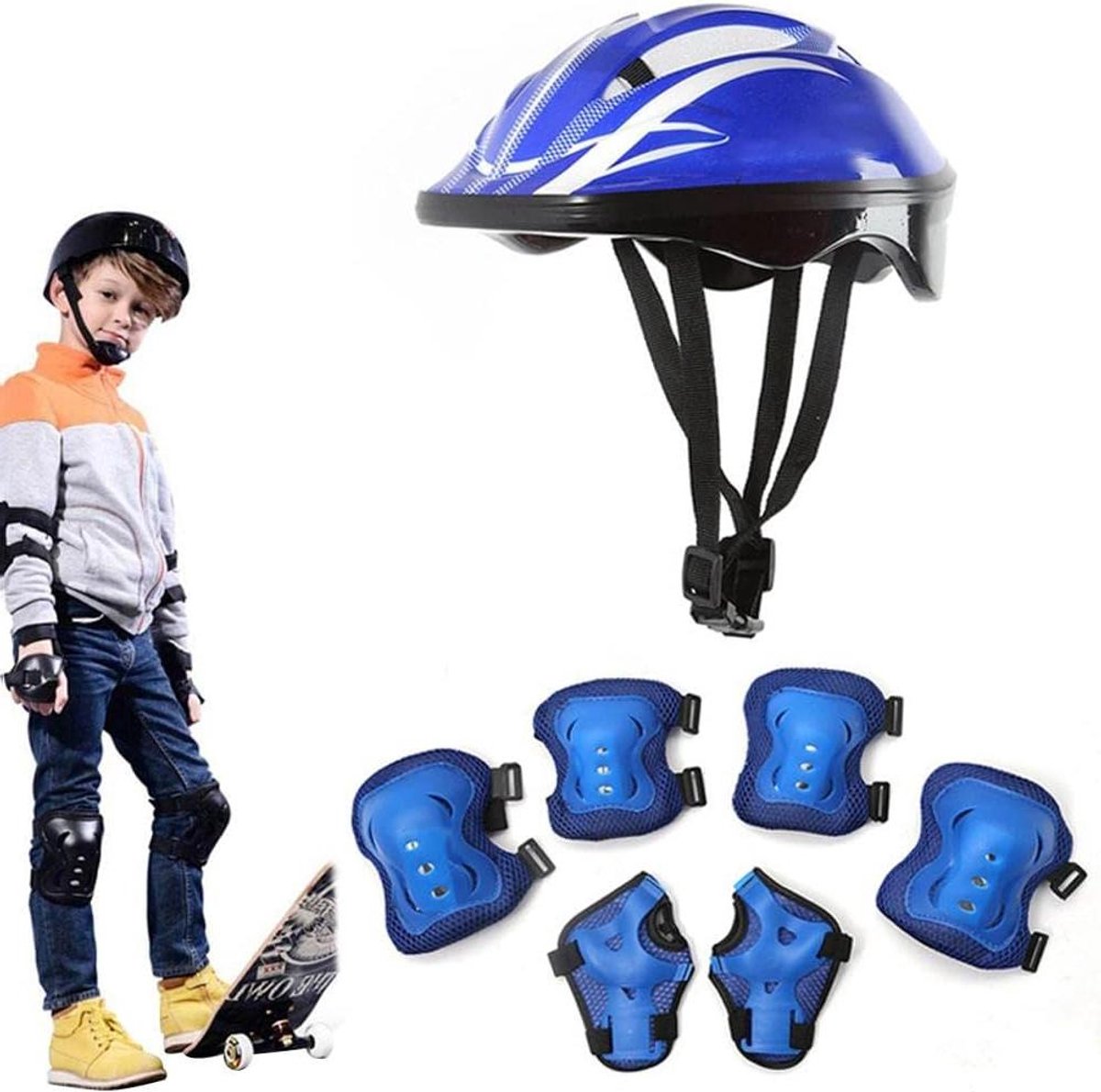 Kinder Beschermingsset - Valbescherming Set - Buitensporten Beschermen - 7-delige set - 53-55cm hoofdomtrek - Multicolor