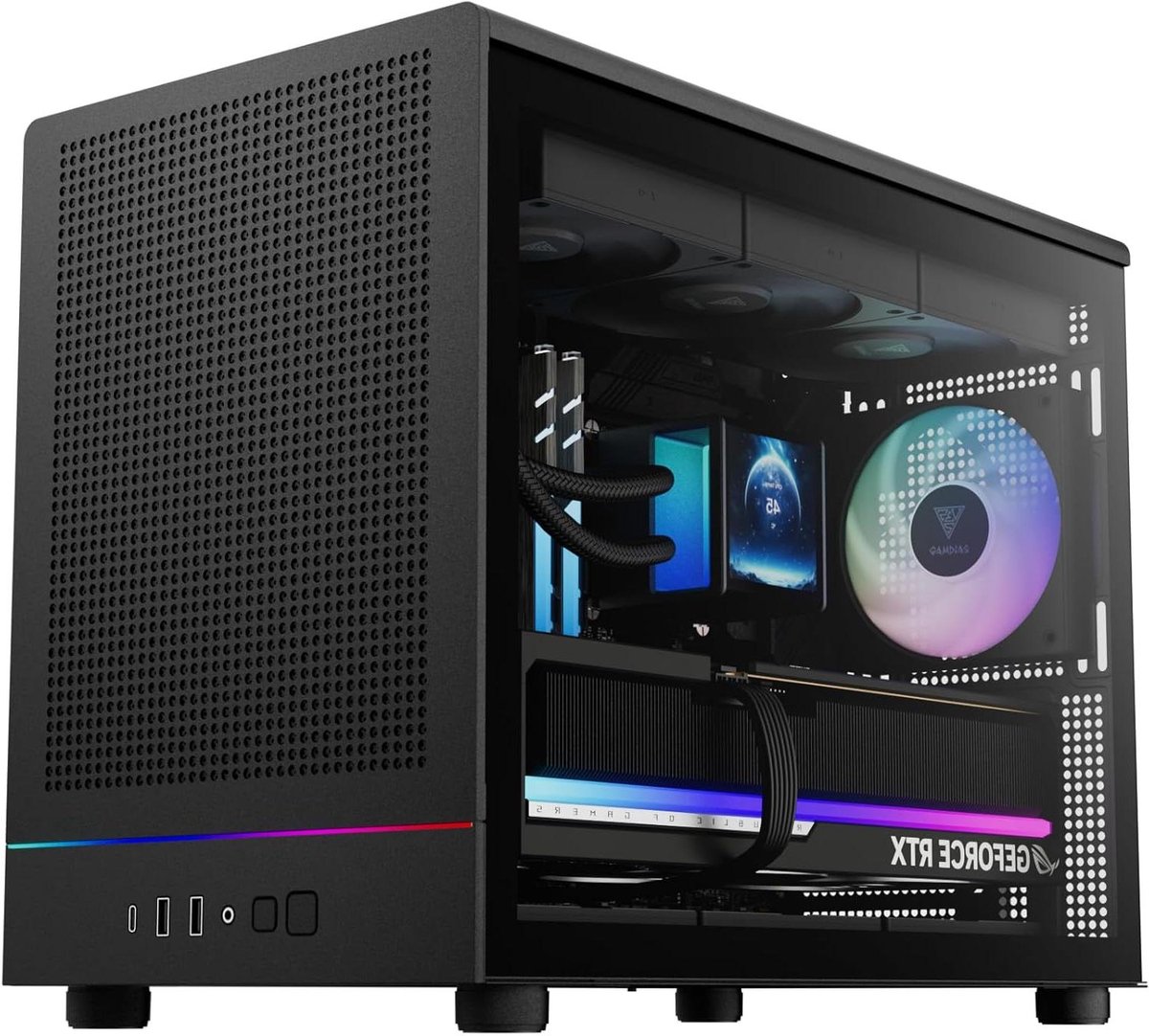 Gaming PC Behuizing - Computer Case - PC Bouwen - Uniek Ontwerp - 44.6 x 23.5 x 34.7 cm - Zwart