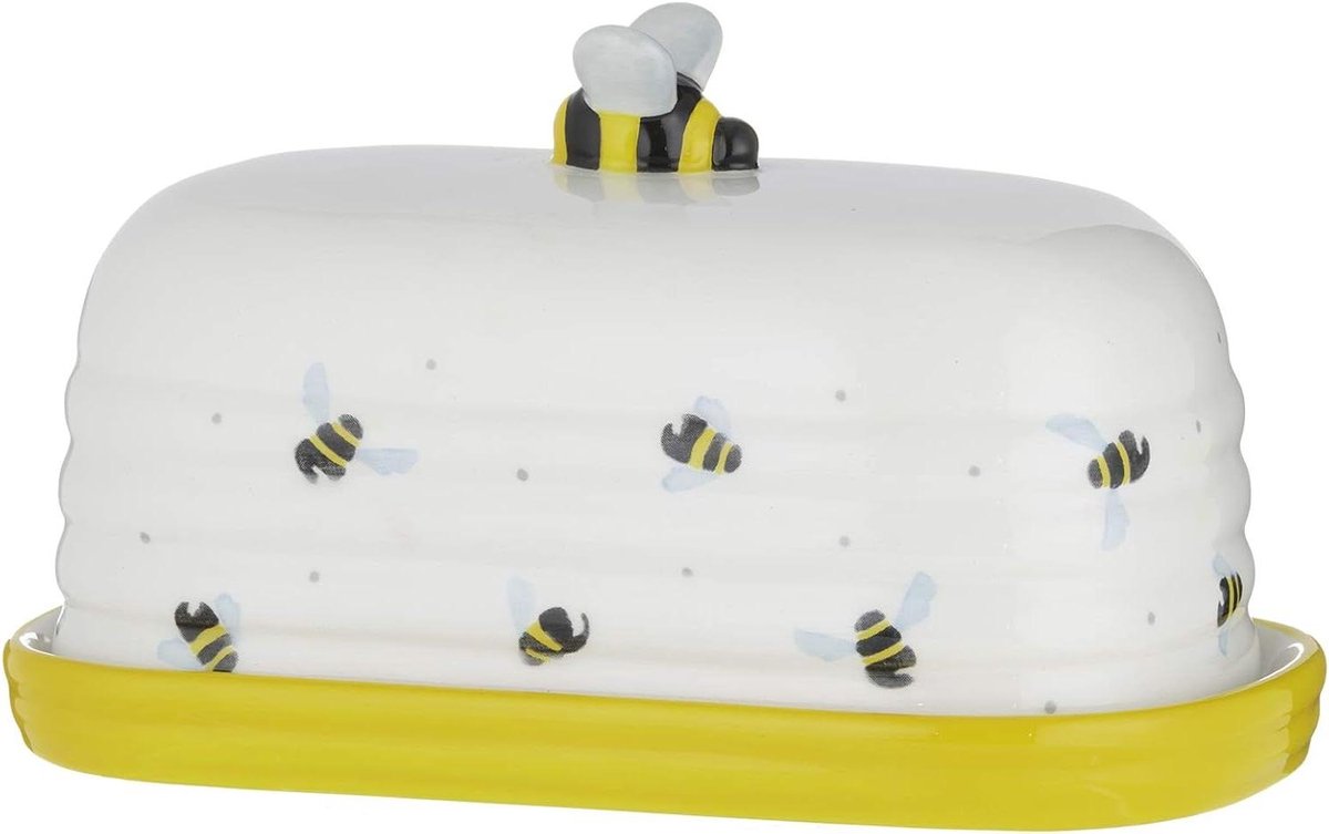 Boter Schotel - Boter Bakje - Boter Vers Houden - Met Deksel - 17.8 cm Lengte - Wit