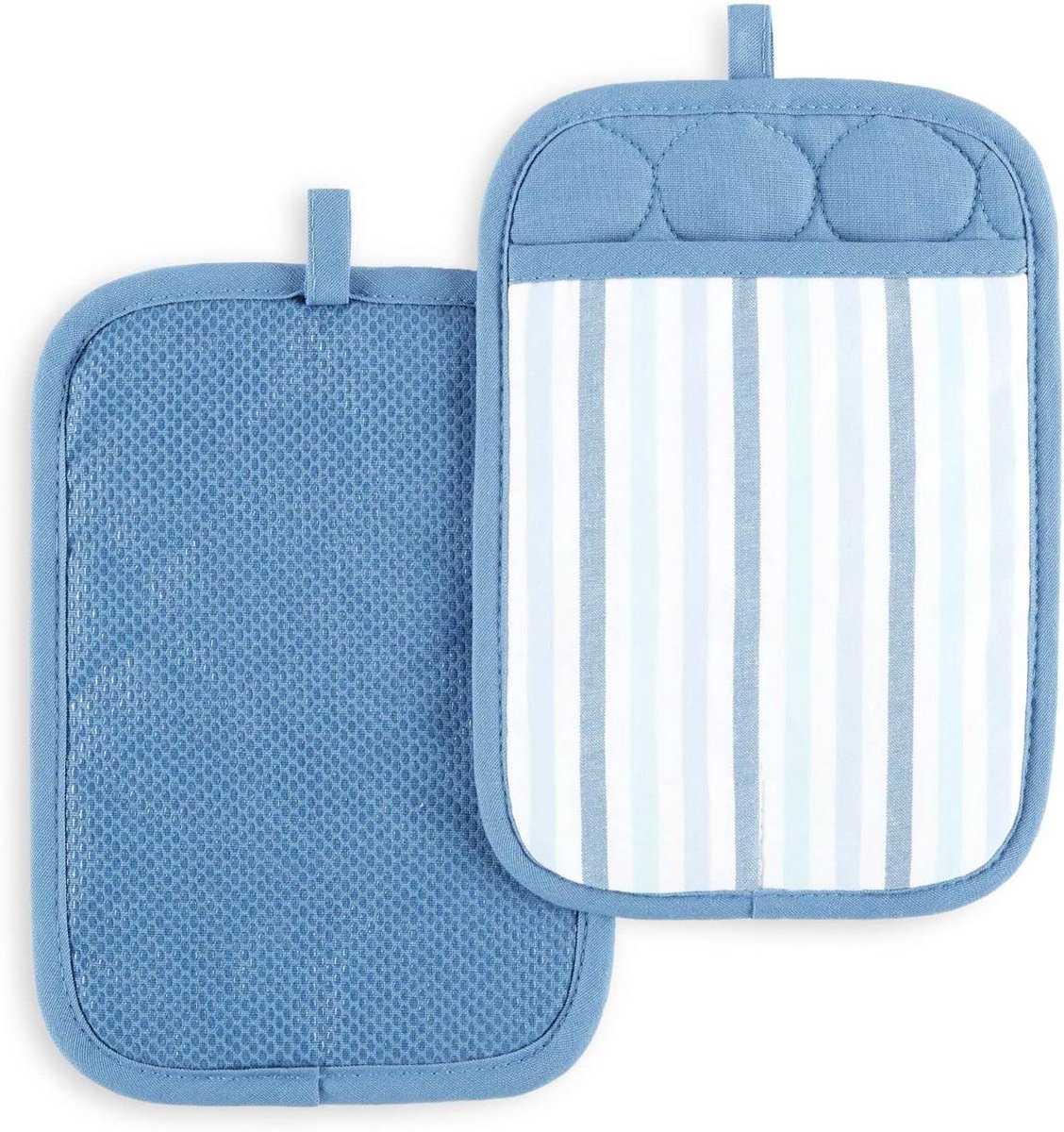 Pannenlappen Set - Keukenhandschoenen Ovenwanten - Beschermen tegen Hitte - Met Siliconen Grip - 7x10 inch - Blauw