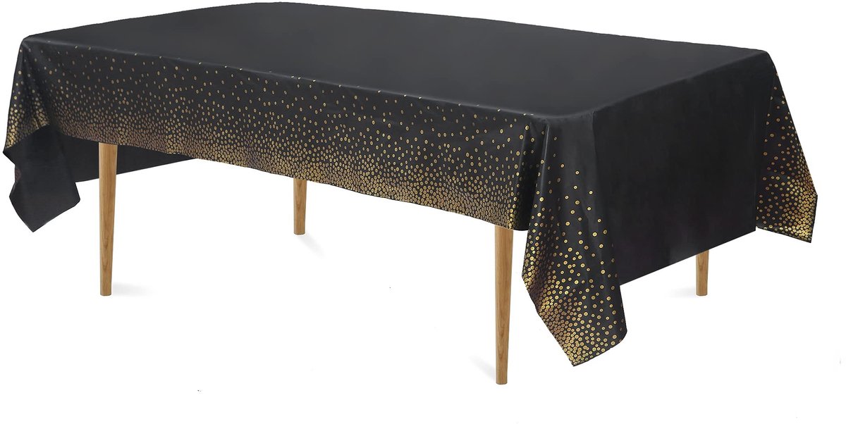 aladdien - Tafelkleed - Waterdicht - Zwart en Goud - Rechthoekig - Feestdecoratie - Geschikt voor Verjaardagsfeesten en Bruiloften