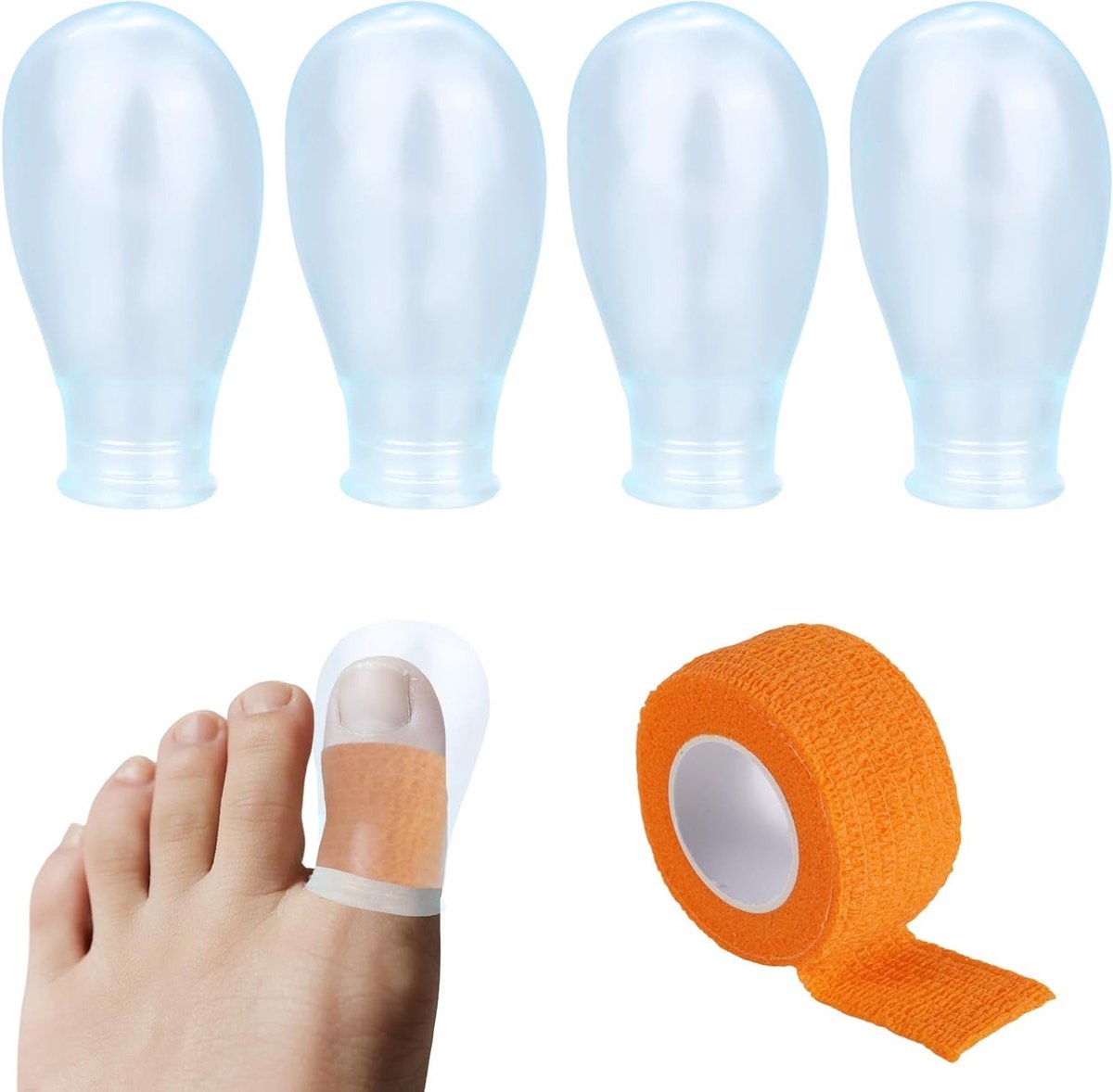 Waterdichte Teenkappen Set van 4 Stuks, Herbruikbare Siliconen Teendeksels voor Pedicure, Manicure en Wondbescherming tijdens Douchen en Zwemmen