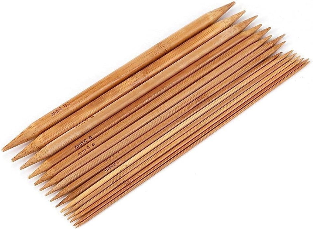 Set van Bamboe Breinaalden - Enkele, Dubbele en Rond (20 cm) voor Handwerken en Breien