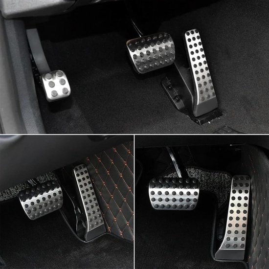 Pedaal Covers Set - Rem Gas - Verbeterde Grip - Antislip Rubber - 3 Delig - Zwart Zilver — afbeelding 2
