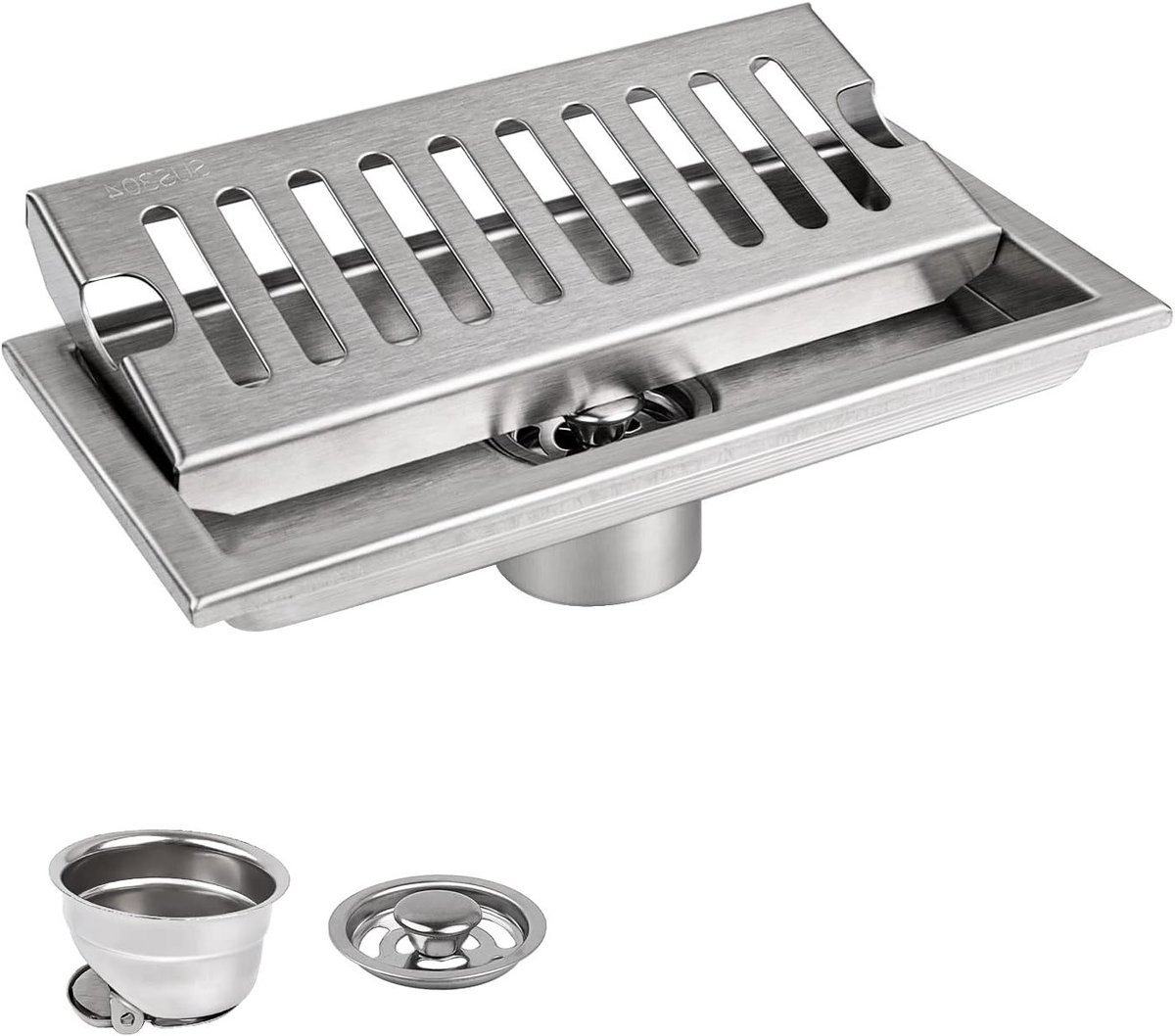 Drainput 20 x 10 cm met RVS Rooster voor Toiletten, Badkamers, Keukens en Balkons - Duurzaam en Efficiënt Afvoersysteem