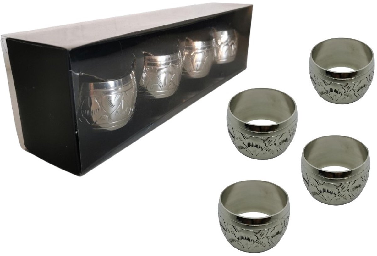 Han-Bar® Servetringen Kerstmis - Servetten - Zilverkleur - servetten papieren - Set van 4 - Kerstmis - Thanksgiving - Bruiloft - Familiediner - Tafelen - decoratie - Diner