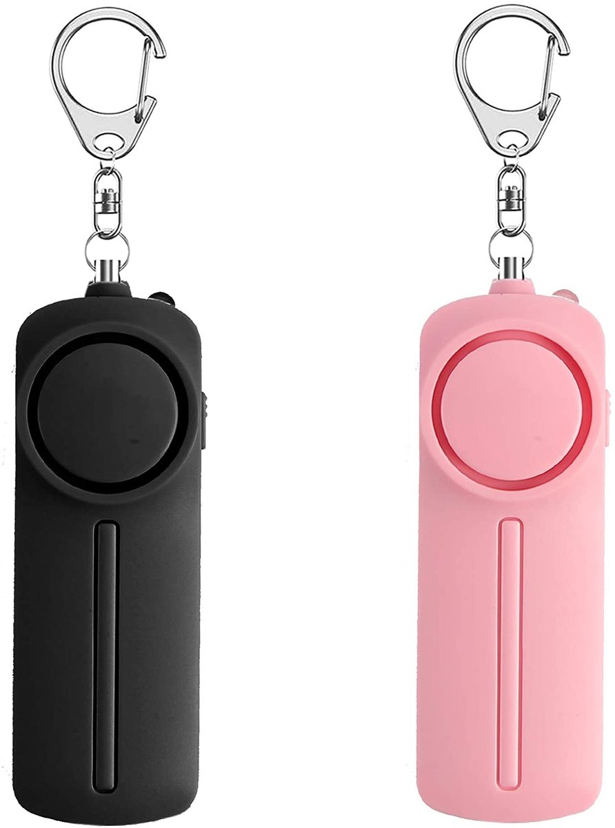 Oneay 2 persoonlijke alarmapparaten, veiligheidsalarm sleutelhangers met LED-zaklampjes, zelfverdedigingsalarm sleutelhangers, persoonlijke beschermingsmiddelen voor vrouwen, kinderen en ouderen.
