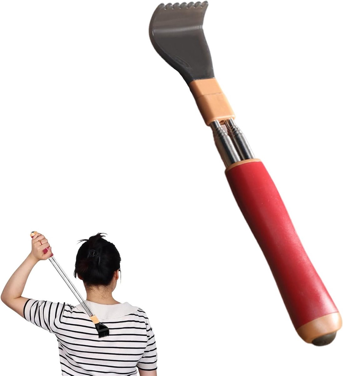 Telescopische Rugkrabber met Versterkte Telescoop en Massagebollen - Perfect Cadeau voor Mannen en Vrouwen in Rood