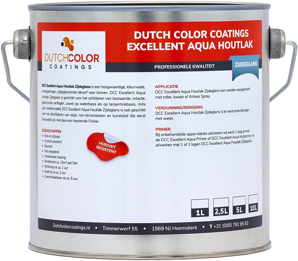 DCC Excellent Aqua Houtlak Zijdeglans - 1L - RAL 7021 | Zwartgrijs