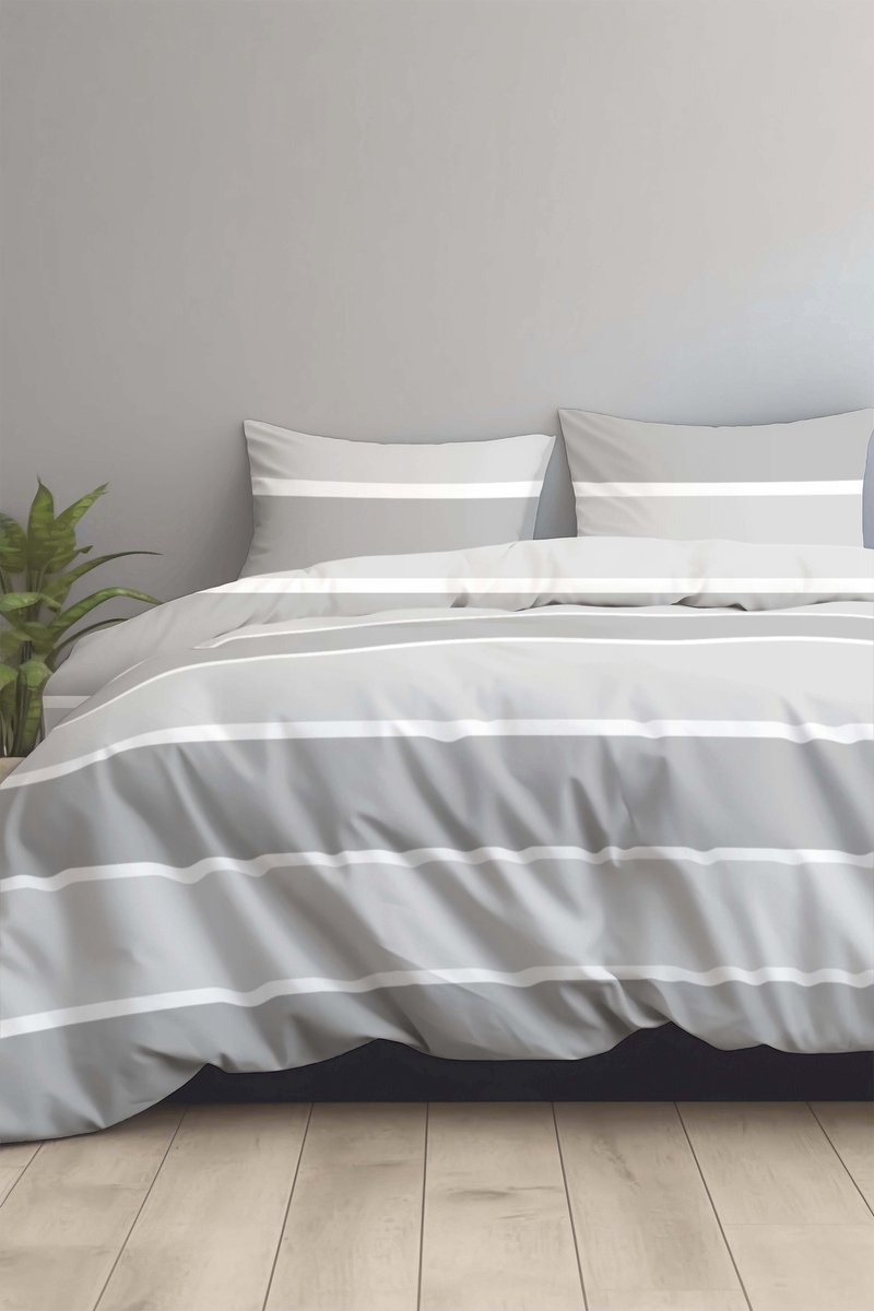 Dekbedovertrek 100% Katoen Premium - 200 x 200(220)cm - StripeLines Grey