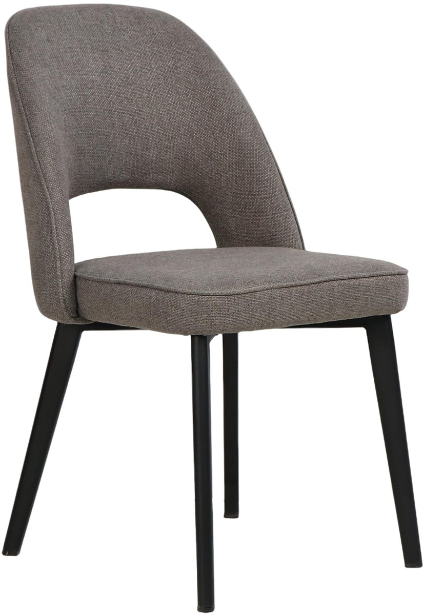 Eetkamerstoel S350 taupe stof – zwart metalen poten