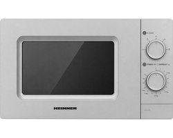 Heinner HMW-MD20MSL Solo Magnetron Vrijstaand 20 Liter - 700W met 5 Vermogensstanden - Ontdooifunctie & Timer 35 Min - Mechanische Bediening - Zilver