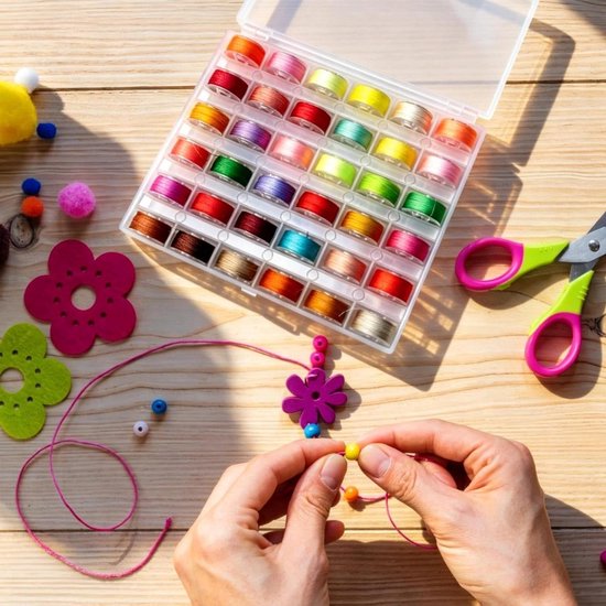 36-delige spoeltjesset met opbergdoos voor naaimachines, kleurrijke spoeltjes voor naaiprojecten en DIY creaties, ideaal voor hobbyisten en professionals — afbeelding 4