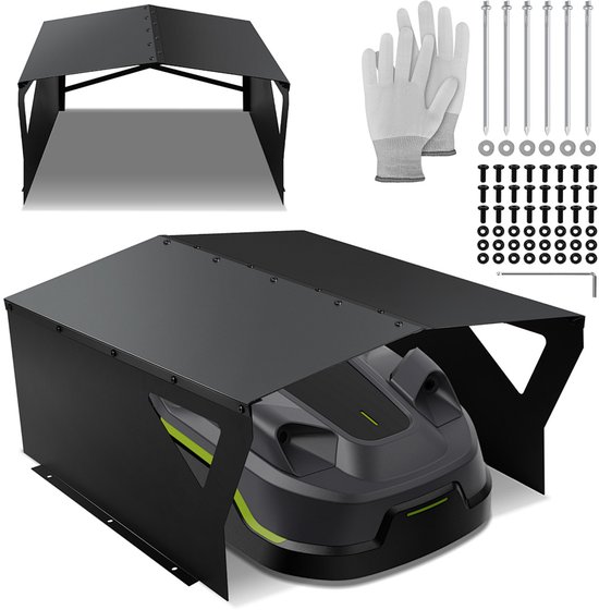 Robotmaaier garage dak zwart 78x60x34 cm verstelbaar gegalvaniseerd staal bescherming