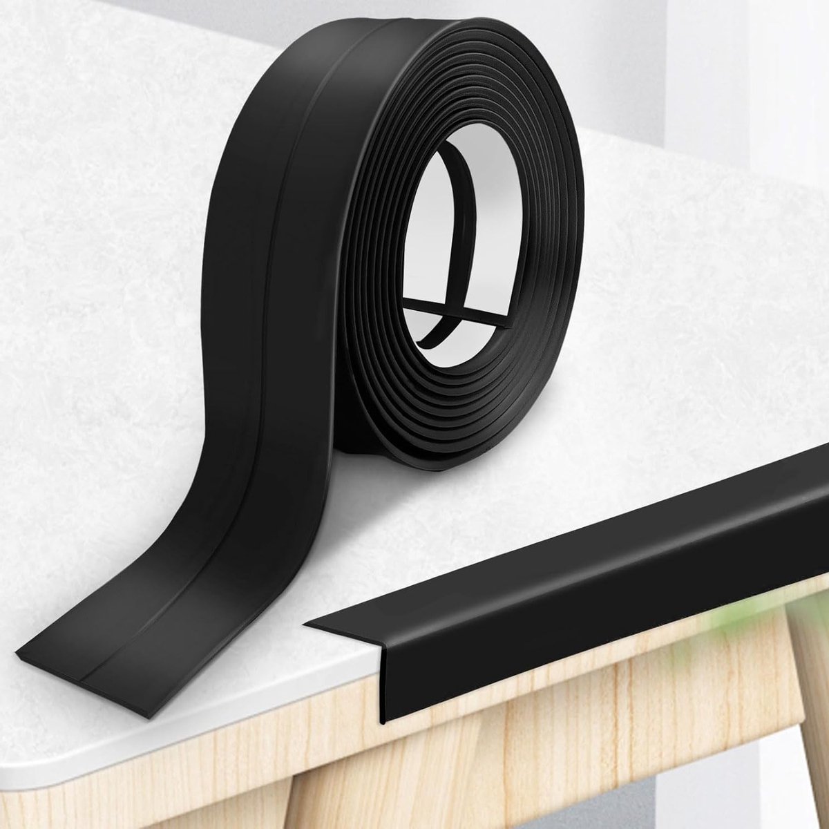 Zelfklevende witte PVC plinten 20mm x 20mm x 12m - Flexibele strips voor kantoor, studie, keuken en badkamer