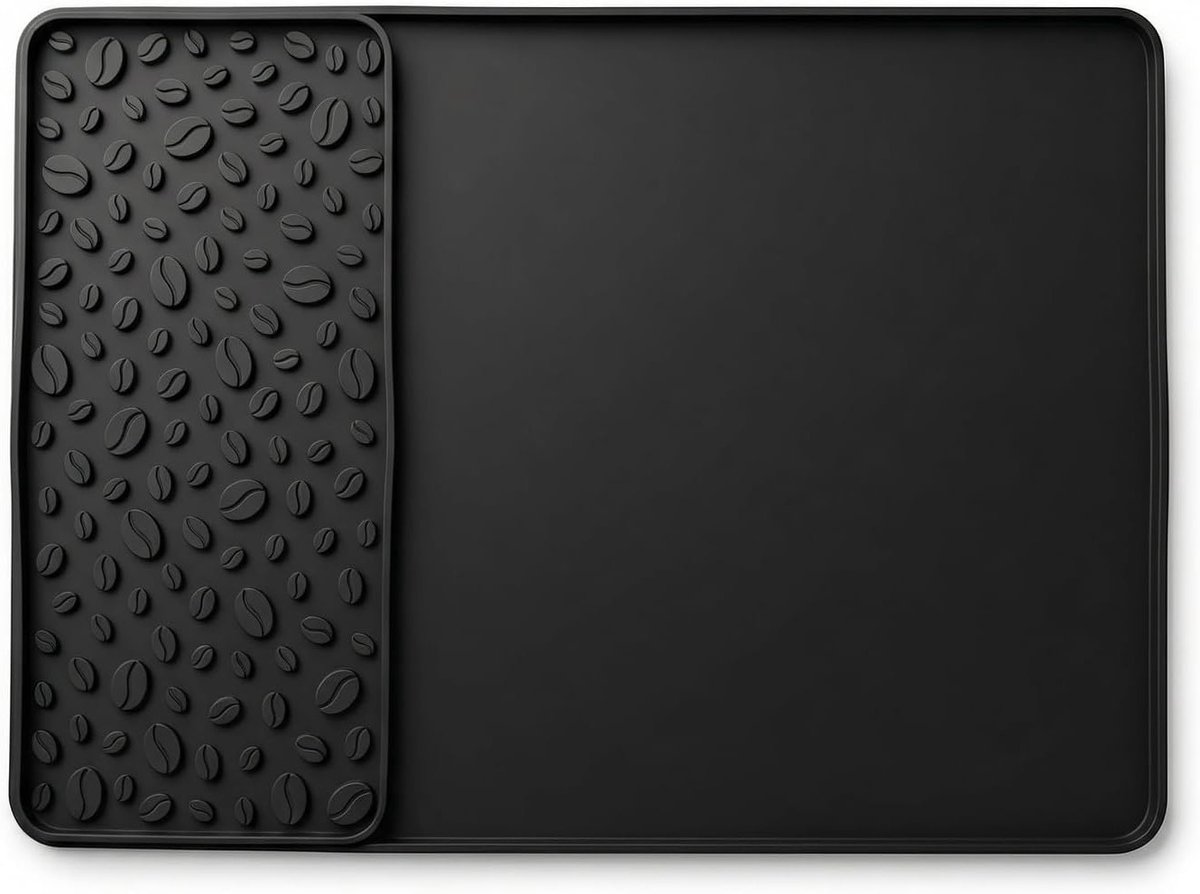 Koffiemachine mat en koffiestampermat, sneldrogende siliconen droogmat voor aanrecht, zwart, 40 x 60 cm, ideaal voor koffiemachines en keukenwerkbladen