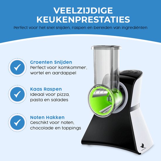 NovaWare Groentensnijder Electrisch - Elektrische Rasp - Groentesnijder - Hakmolen Elektrisch - Chopper - Mandoline Keukensnijder - Multifunctioneel - Groentehakker van NovaWare — afbeelding 4