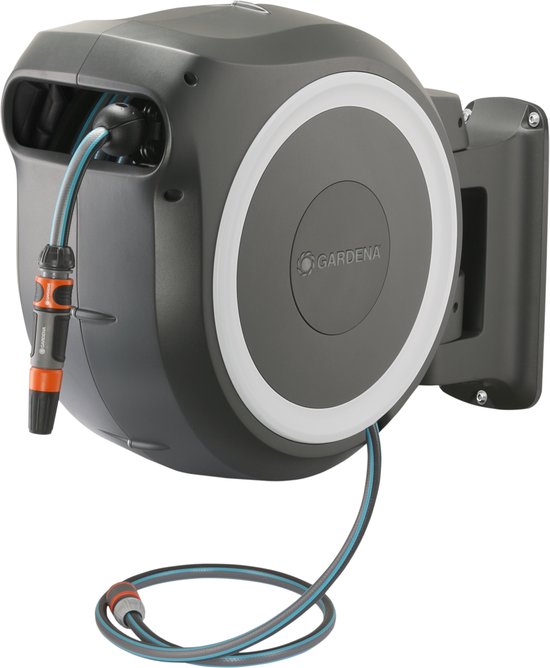 Gardena Wandslangenbox Rollup L 30m Ø13mm automatische oprolslang met draaibare wandhouder wit