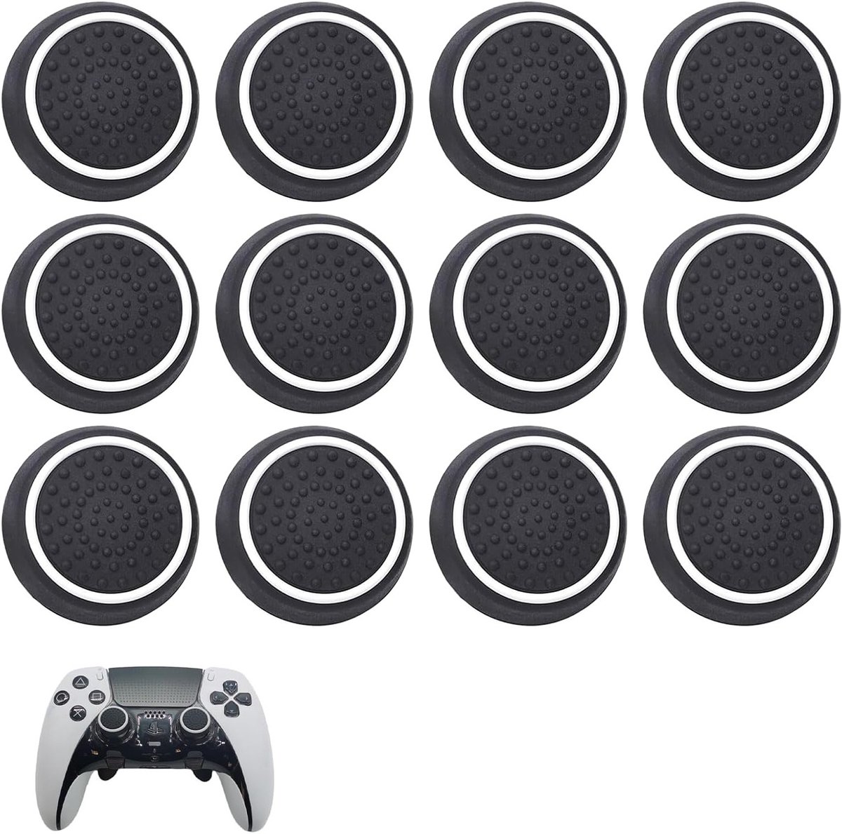 12 Stuks Silicone Thumb Grip Caps voor Joystick, Antislip en Anti-Vingerafdruk, Geschikt voor PS3/PS4/PS5/XBOXONE 360 Controllers