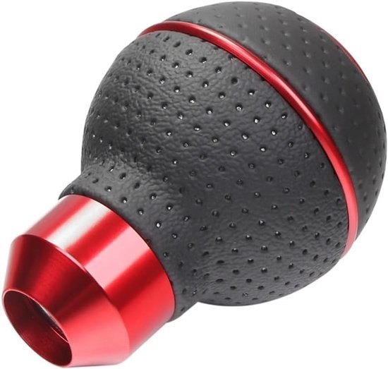 Versnellingspook - Schakelpookknop - Auto Interieur - Aluminium en Leer - 5 Versnellingen - Rood — afbeelding 3