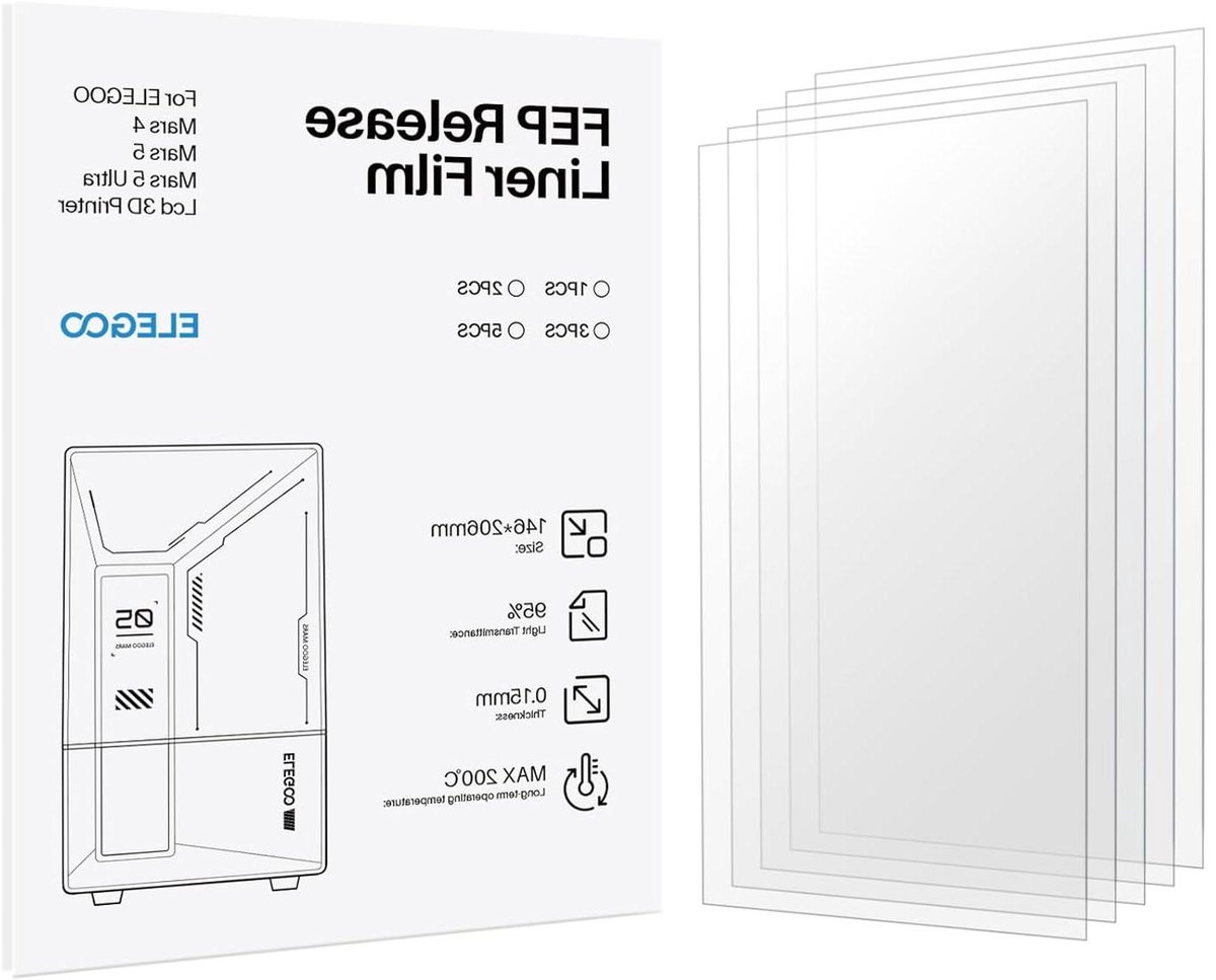 Loslaatfilm Set - Reserveonderdelen Printer - 3D Prints Maken - Verbeterde Lichtdoorlatendheid - 5 Stuks 206x146mm - Transparant