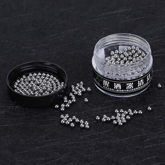 Karaf Schoonmaak Ballen - Fles Reiniger - Glazen Reinigen - Herbruikbaar RVS - 500 Kralen - Zilverkleurig — afbeelding 4