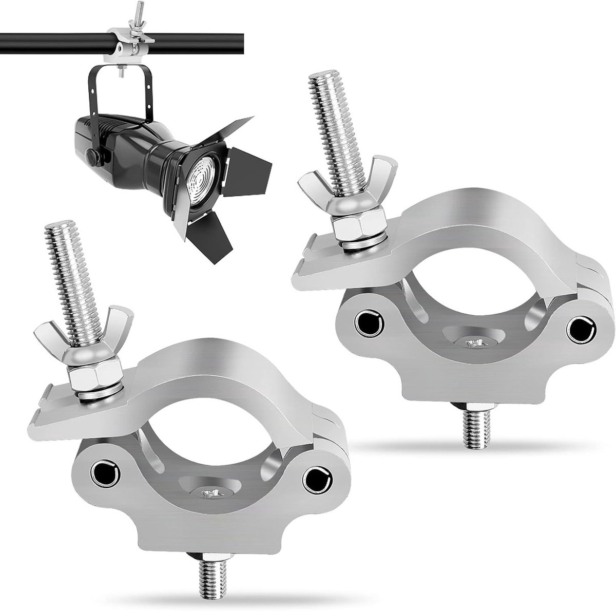 Set van 2 O Klemmen voor Verlichting - Aluminium Truss Klemmen voor DJ Stage, Par Lights en Floodlights - 38-54mm Halve Coupler Accessoires