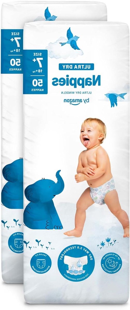 Babyluiers - Wegwerpluiers - Droog en Comfortabel - Tot 12 uur bescherming - Maat 7+ (18kg+) - Wit
