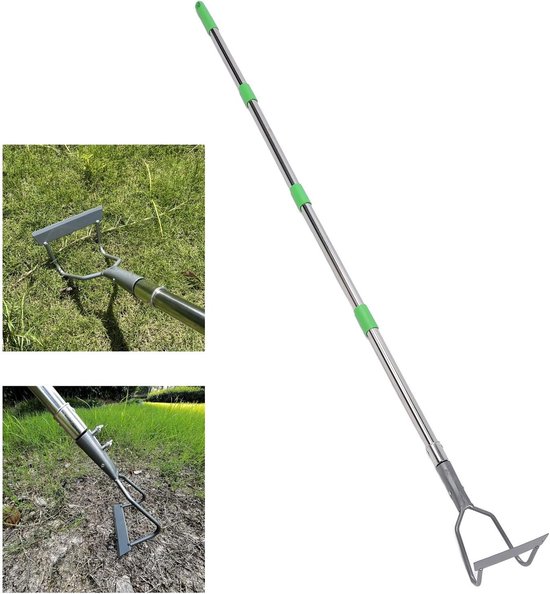 Roestvrijstalen Schoffel - Tuingereedschap Onkruidsteker - Tuinonderhoud Wieden - Verstelbare Lange Steel - 0.5-1.7 Meter - Zilver — afbeelding 2